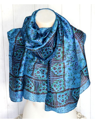 Foulard indien en soie bleu et violet - Mosaik bijoux indiens