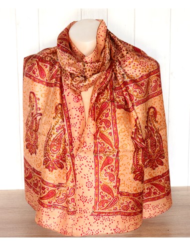 Foulard indien en soie orange et rose - Mosaik bijoux indiens