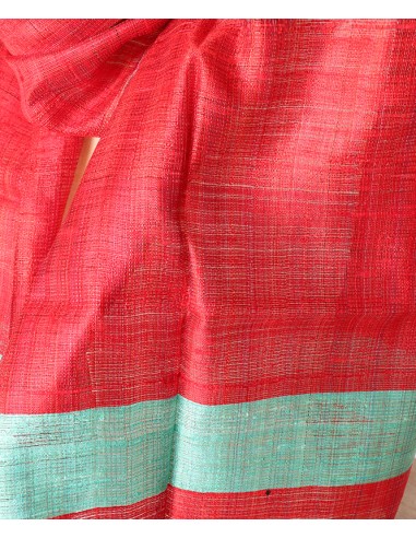 Foulard en soie sauvage rouge et vert - Mosaik bijoux indiens