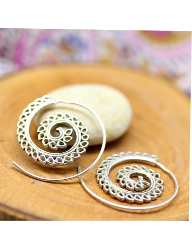 Boucle d'oreille argent spirale - Mosaik bijoux indiens
