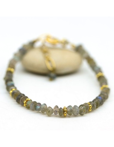 Bracelet perles dorées et labradorites - Mosaik bijoux indiens