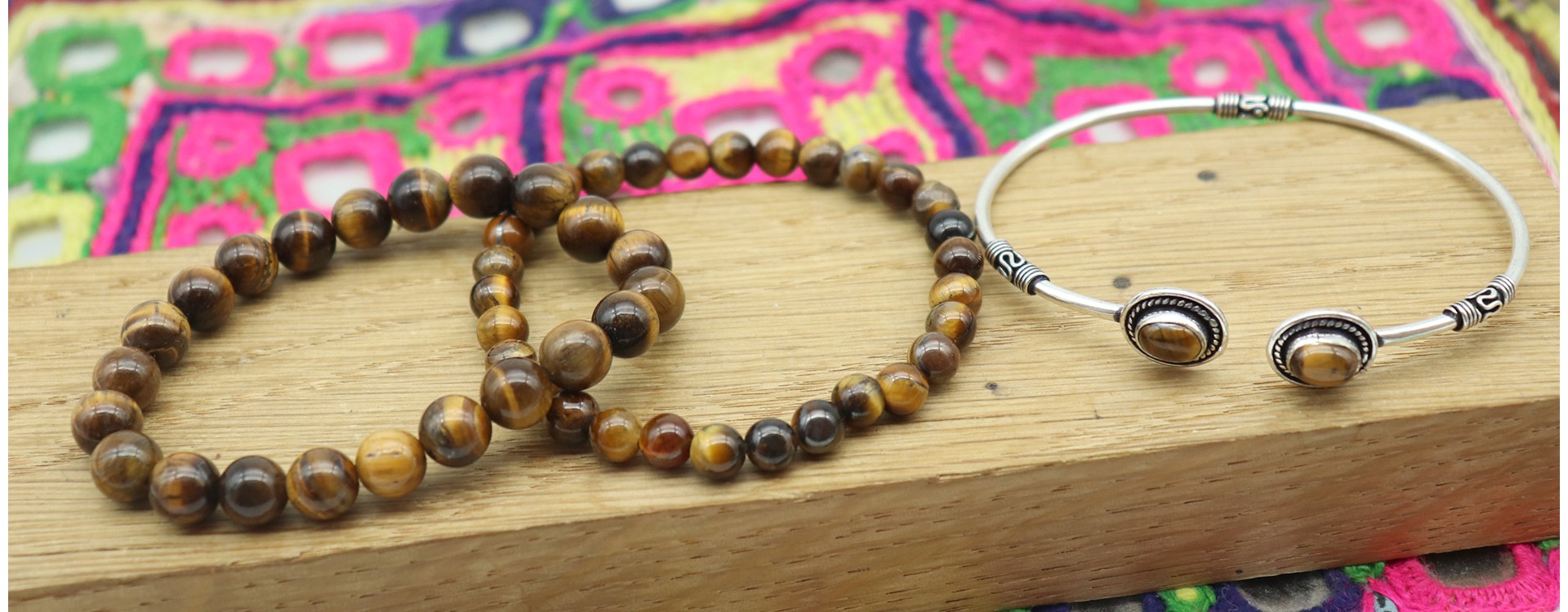Bracelet perles pierre naturelle oeil de tigre - vente bracelets femme